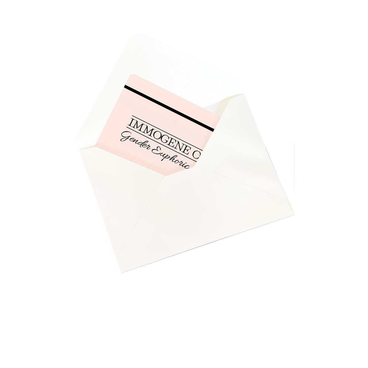 A digital gift card from Immogene Olivia Lingerie with the brand name and logo displayed. All gift cards delivered electronically. 